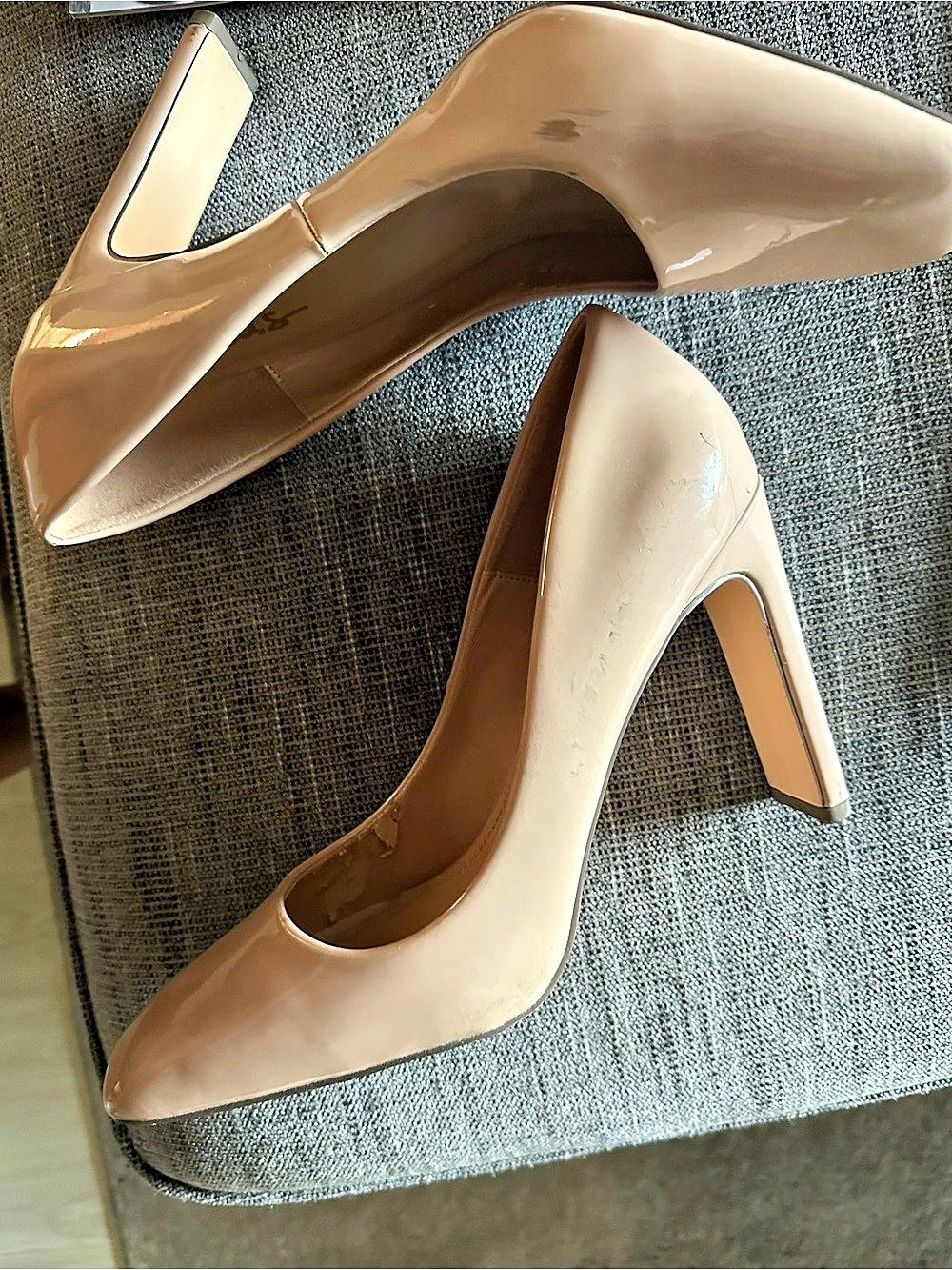 Aldo Nude Patent Block Heel Pumps Size 10 — Pointed Toe